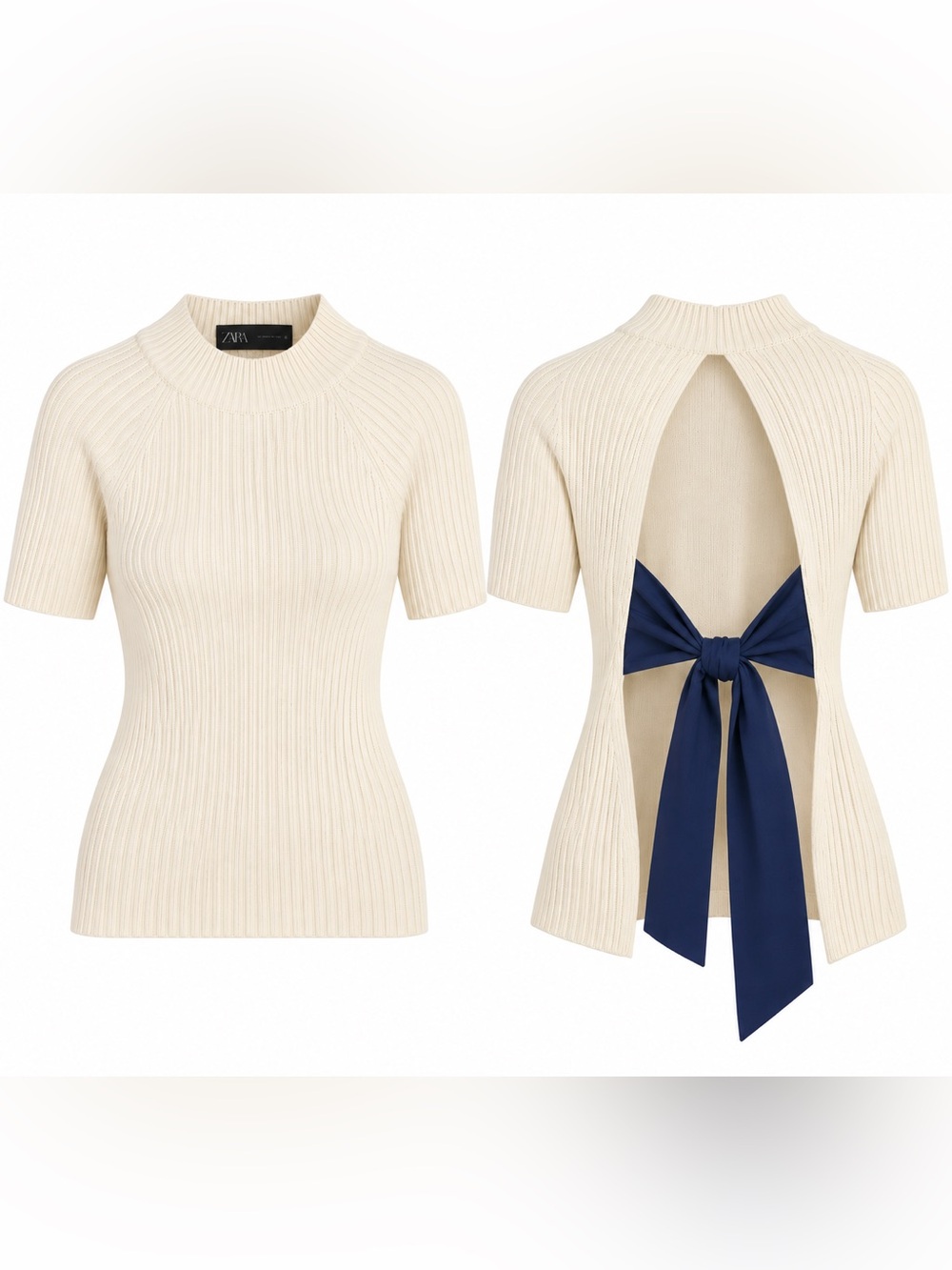 ZARA Cream Ribbed Sweater — Size Small - Picture 2 of 2